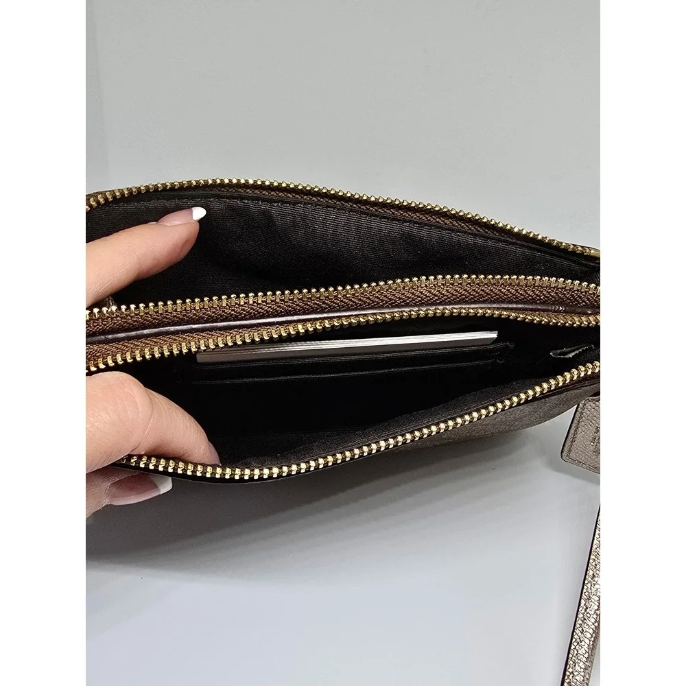 Authentic COACH Signature Wristlet  Gold Logo ‎ Preloved Charm